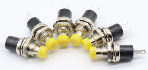 Momentary Mini Pushbutton - Yellow cap in packs of ten from PMD Way with free delivery worldwide